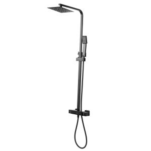 GRIFERÍA COLUMNA DUCHA EXTERIOR BRONCE TERMOSTÁTICA CON DUCHADOR EXTRAPLANO
